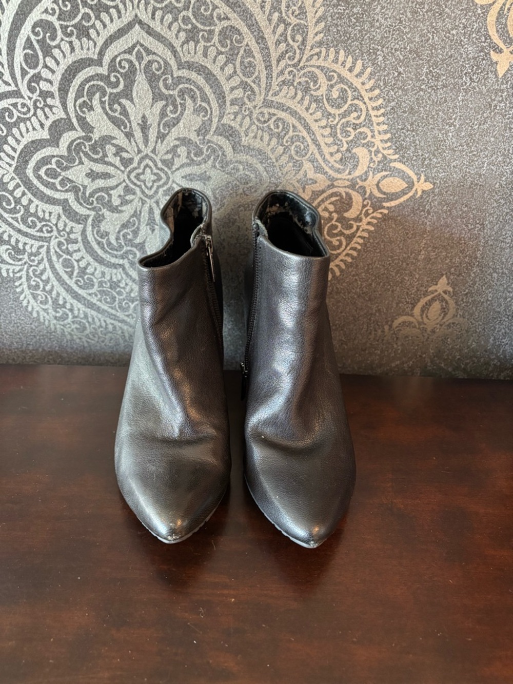 Chinese Laundry Black Leather Pointed Ankle Booties
